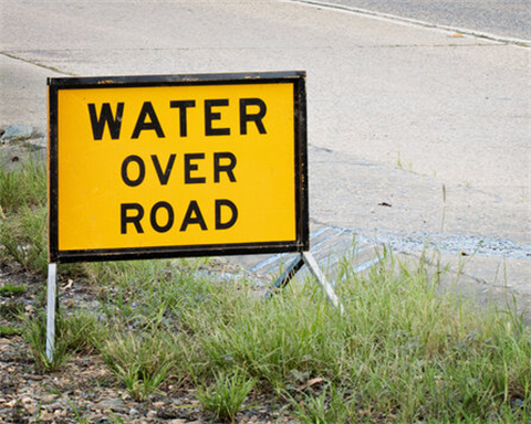 Water over road