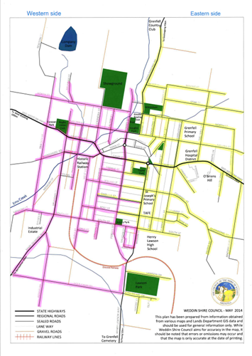 Grenfell Map Waste Recycling Pick up schedule